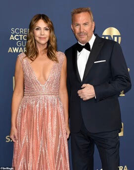 Kevin Costner with his wife.